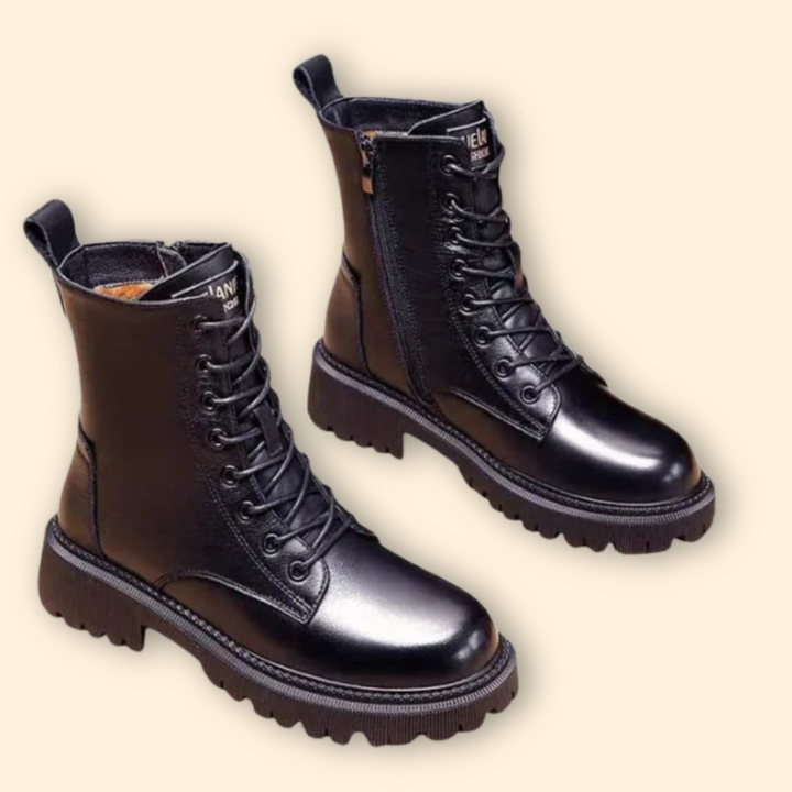 Women’s Lace-Up Boots with Side Zipper