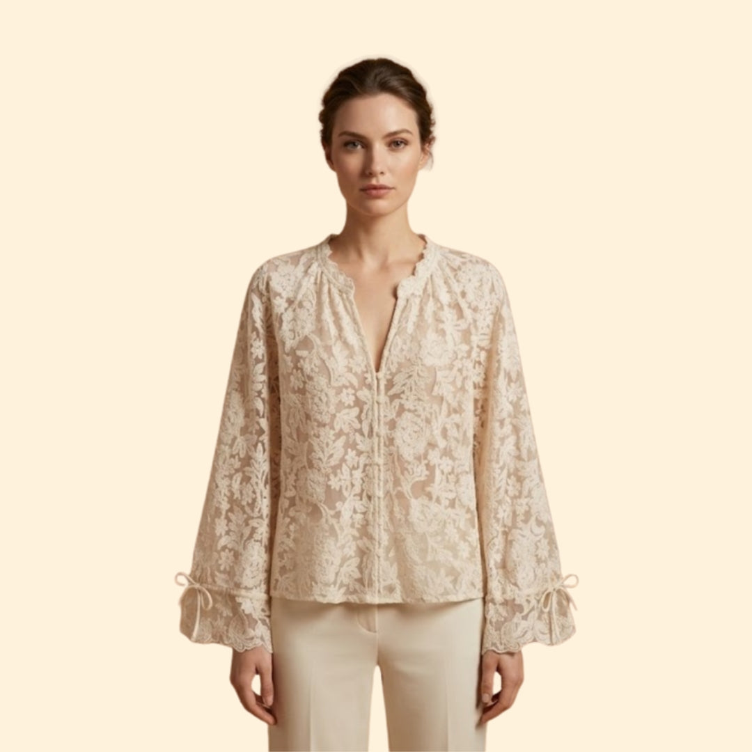 Women’s Lace Blouse with Intricate Floral Embroidery