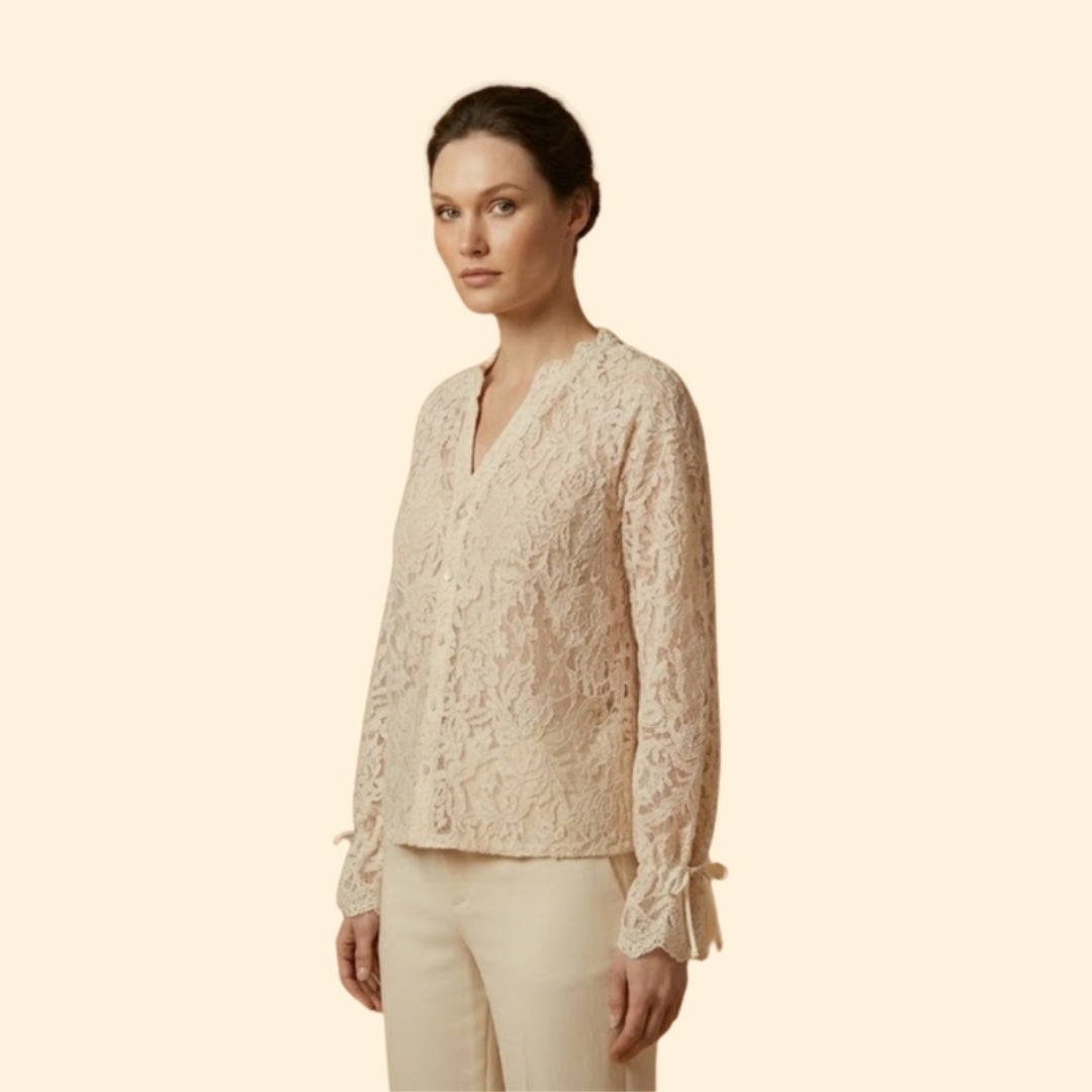 Women’s Lace Blouse with Intricate Floral Embroidery