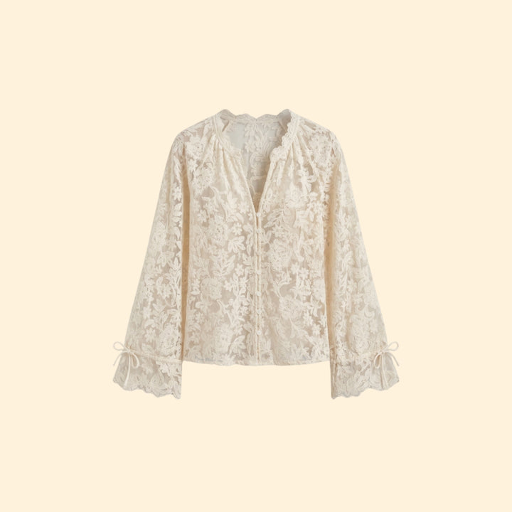Women’s Lace Blouse with Intricate Floral Embroidery
