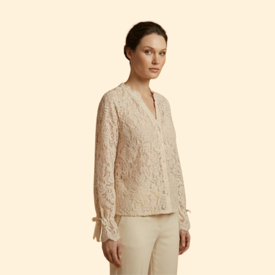 Women’s Lace Blouse with Intricate Floral Embroidery