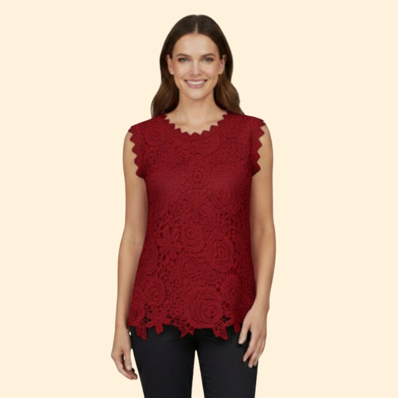 Women’s Lace Blouse with Scalloped Hem