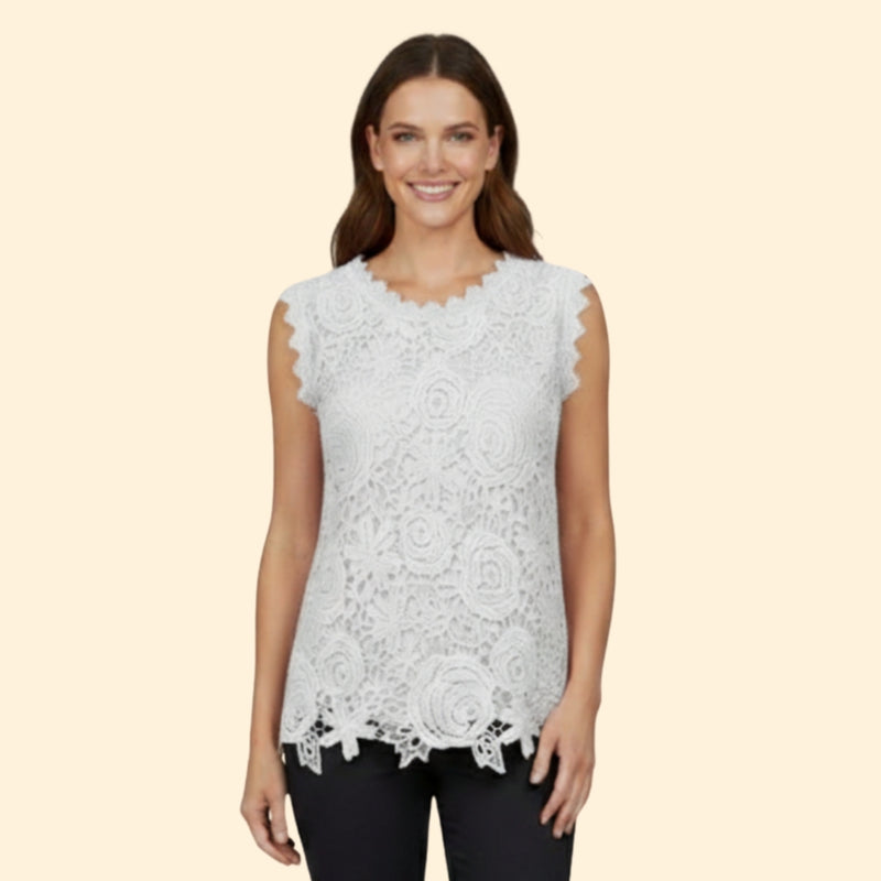 Women’s Lace Blouse with Scalloped Hem