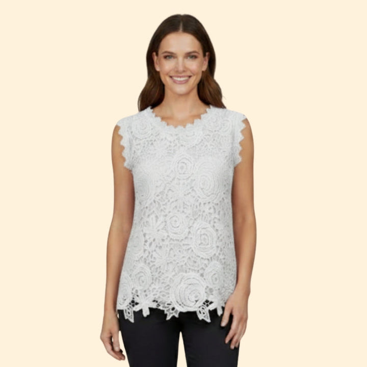 Women’s Lace Blouse with Scalloped Hem