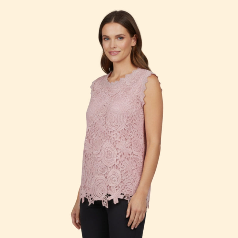 Women’s Lace Blouse with Scalloped Hem