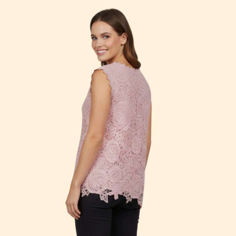 Women’s Lace Blouse with Scalloped Hem