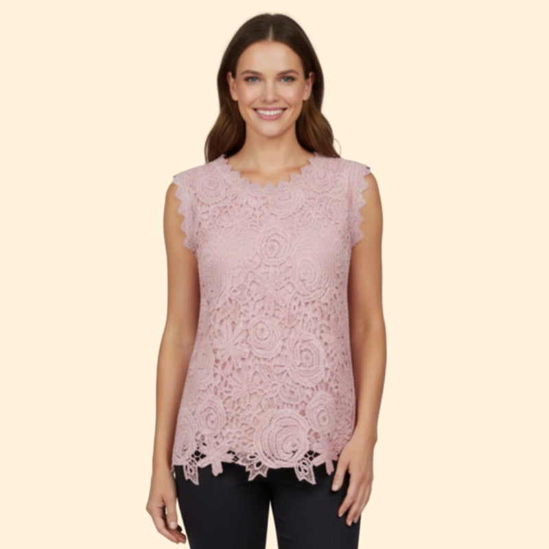 Women’s Lace Blouse with Scalloped Hem