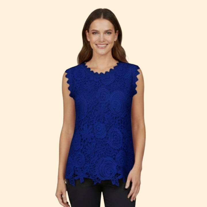Women’s Lace Blouse with Scalloped Hem