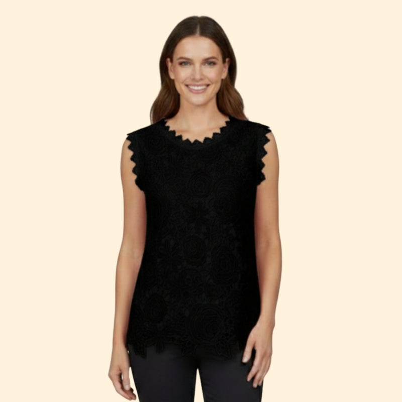 Women’s Lace Blouse with Scalloped Hem