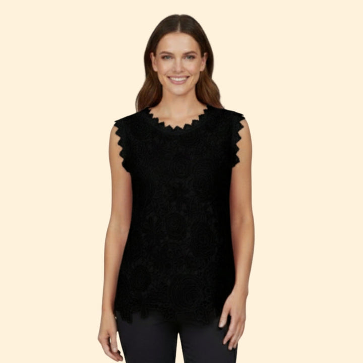 Women’s Lace Blouse with Scalloped Hem