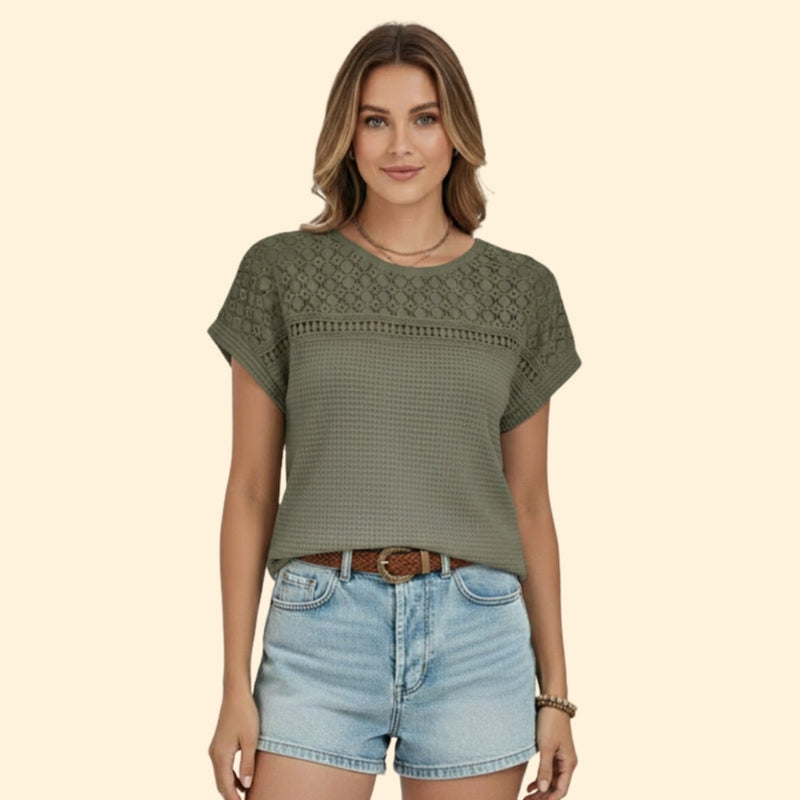 Women’s Lace Detail T-Shirt with Short Sleeves
