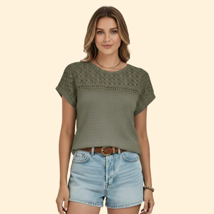 Women’s Lace Detail T-Shirt with Short Sleeves