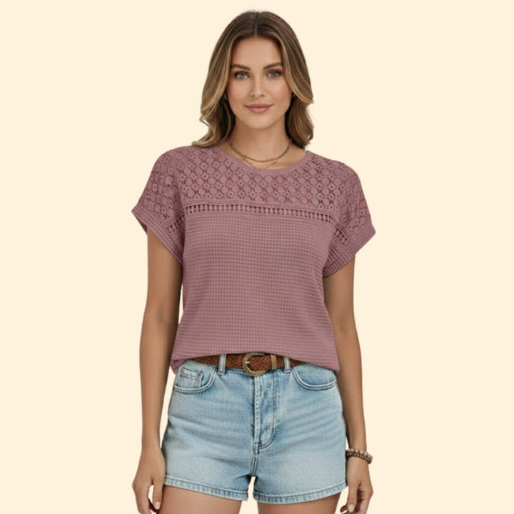 Women’s Lace Detail T-Shirt with Short Sleeves