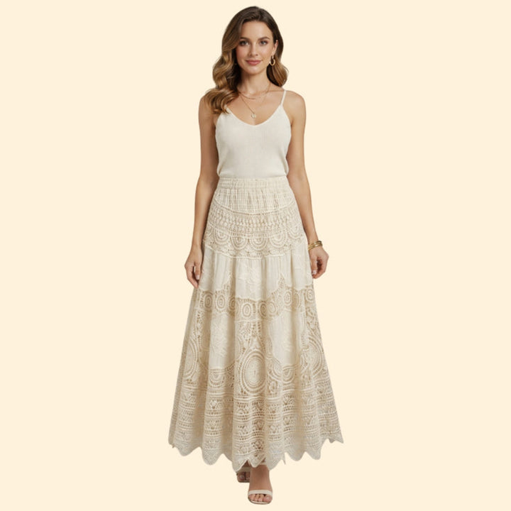 Women’s Lace Maxi Skirt with Elastic Waist