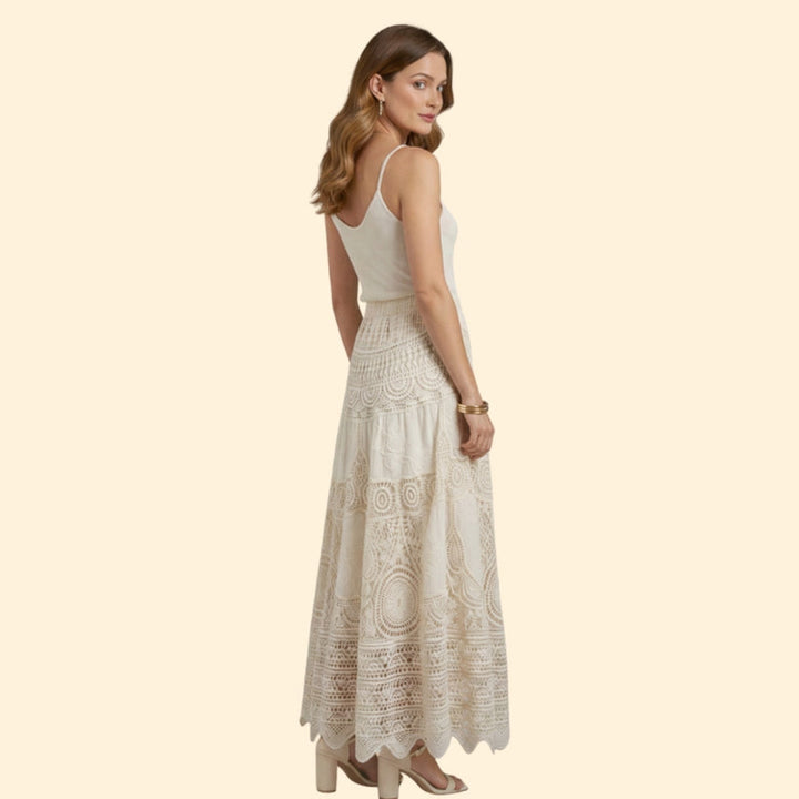 Women’s Lace Maxi Skirt with Elastic Waist