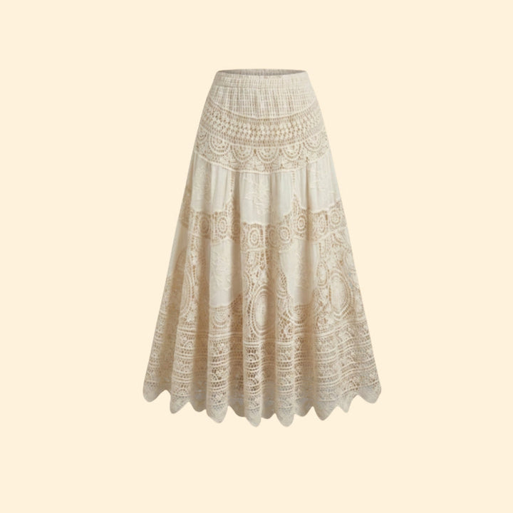 Women’s Lace Maxi Skirt with Elastic Waist