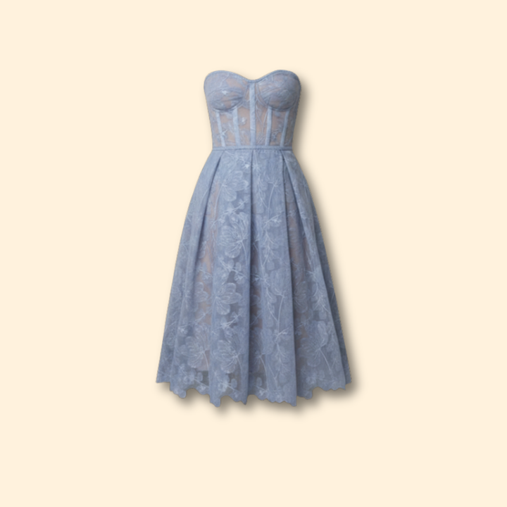 Women's Lace Midi Dress with Corset Fit