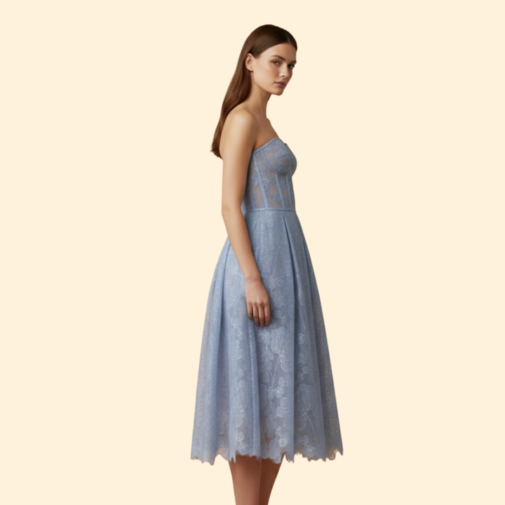 Women's Lace Midi Dress with Corset Fit