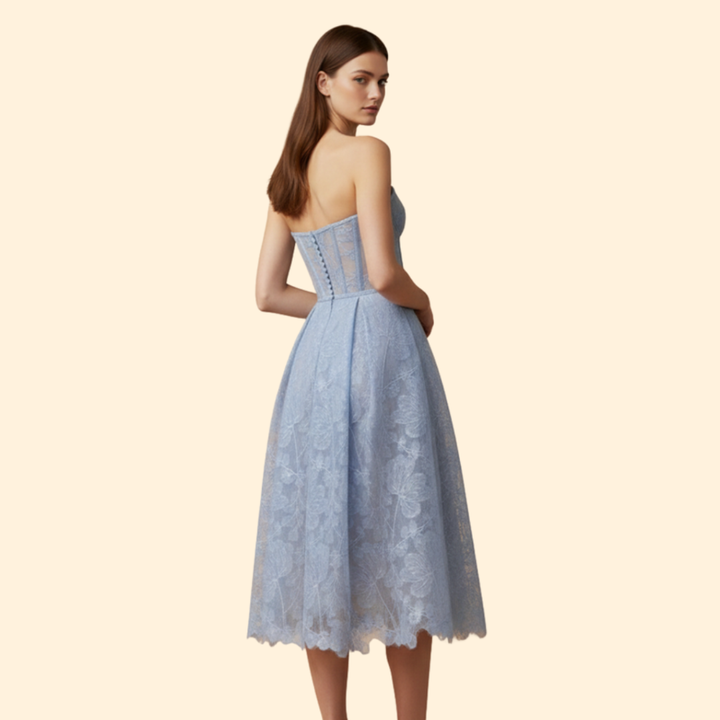 Women's Lace Midi Dress with Corset Fit