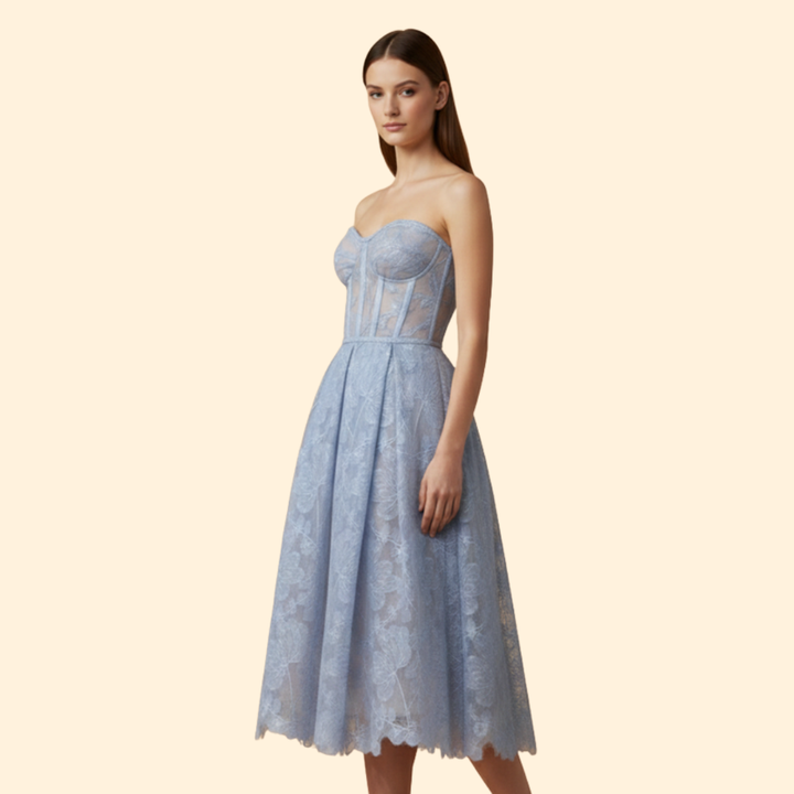 Women's Lace Midi Dress with Corset Fit