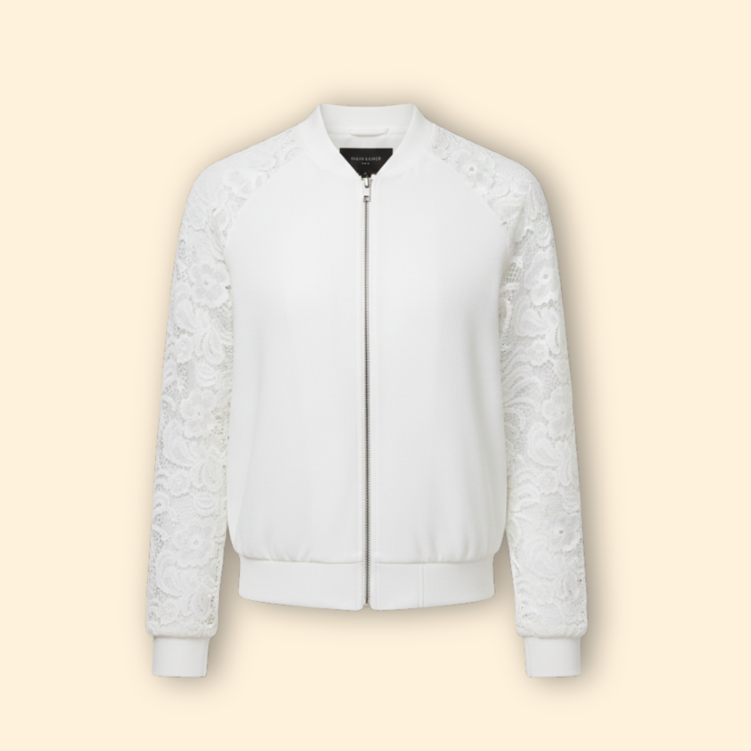 Women’s Bomber Jacket with Lace Sleeve Detail