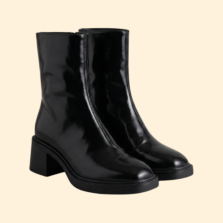 Women’s Leather Ankle Boots with Square-Toe