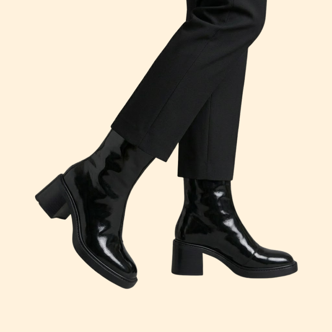 Women’s Leather Ankle Boots with Square-Toe