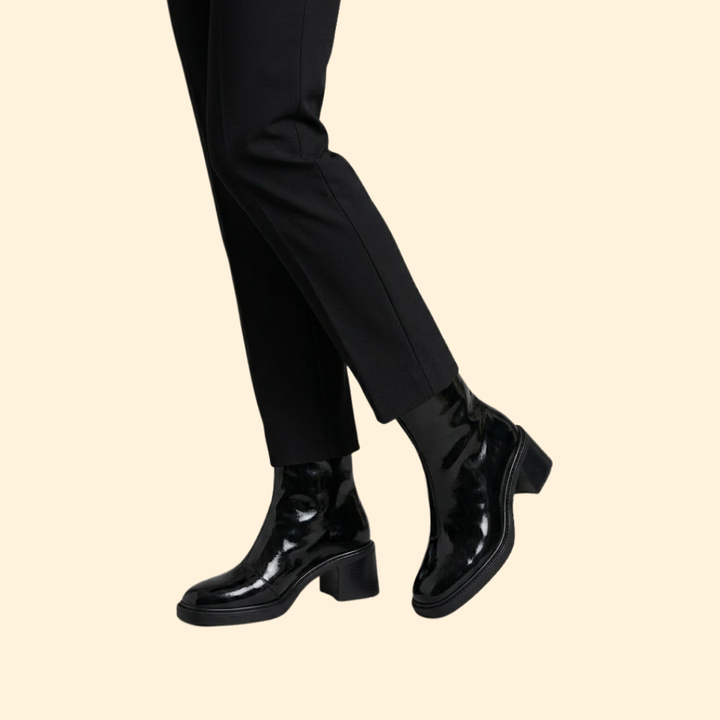 Women’s Leather Ankle Boots with Square-Toe
