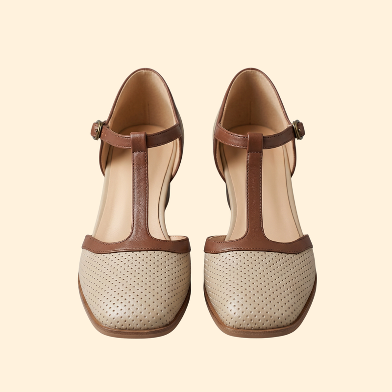 Women’s Leather Heels with Adjustable Ankle Strap