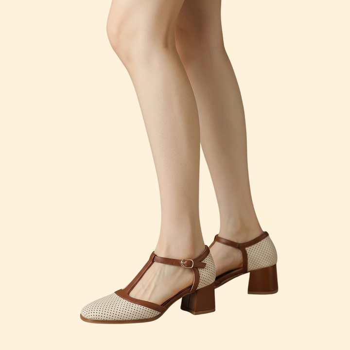 Women’s Leather Heels with Adjustable Ankle Strap