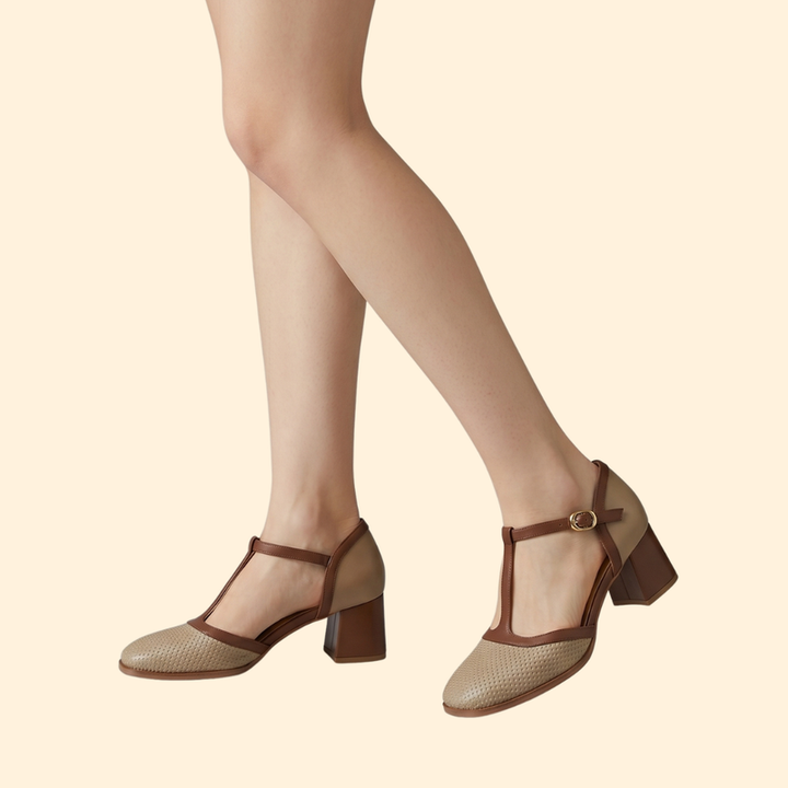 Women’s Leather Heels with Adjustable Ankle Strap