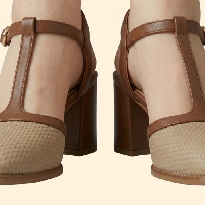 Women’s Leather Heels with Adjustable Ankle Strap