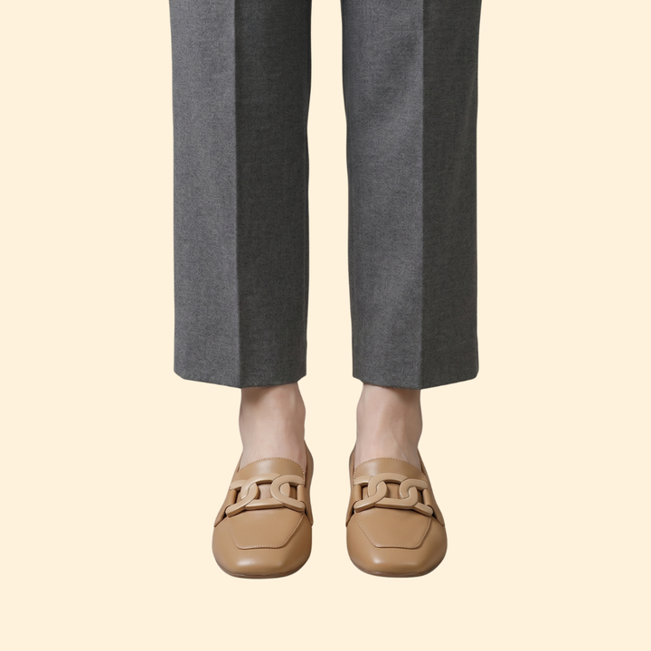 Women’s Leather Loafers with Chain