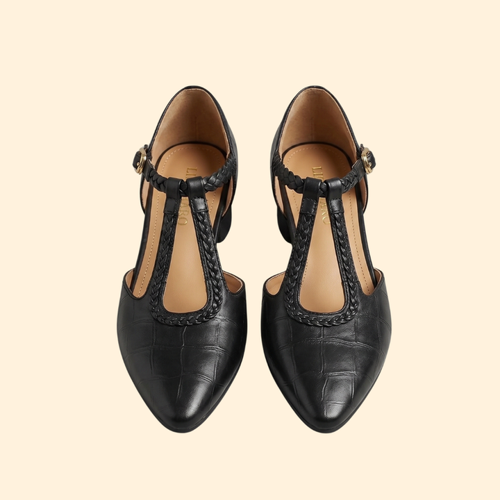Women’s Leather Shoes with T-Strap