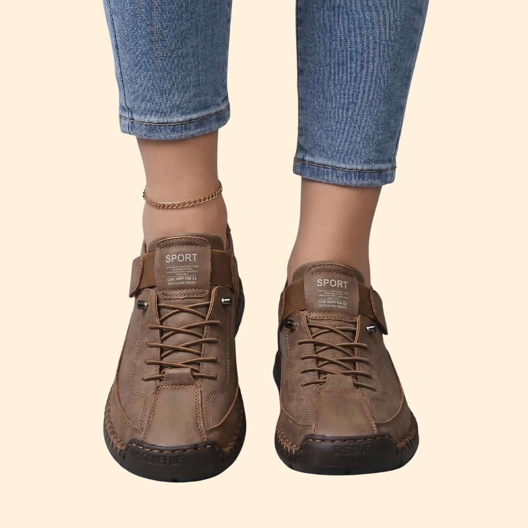 Women’s Leather Sneakers with Contrast Stitching