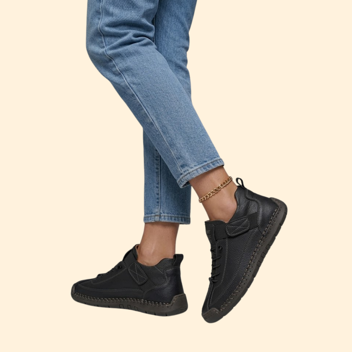 Women’s Leather Sneakers with Contrast Stitching