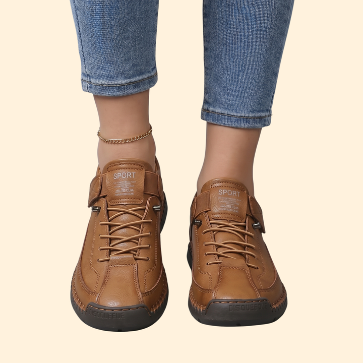 Women’s Leather Sneakers with Contrast Stitching