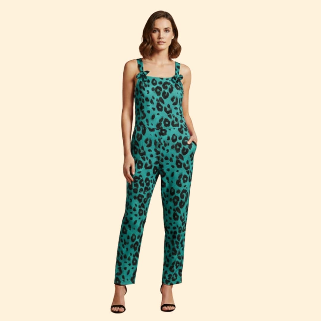 Women's Leopard Print Jumpsuit with Pockets