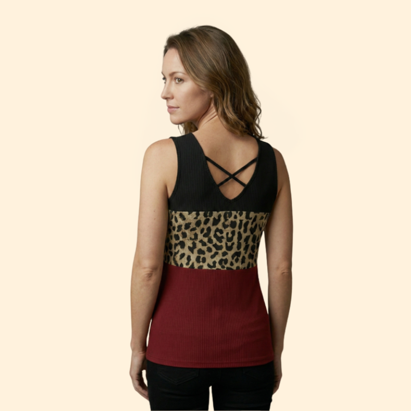 Women’s Sleeveless Top with Leopard Print