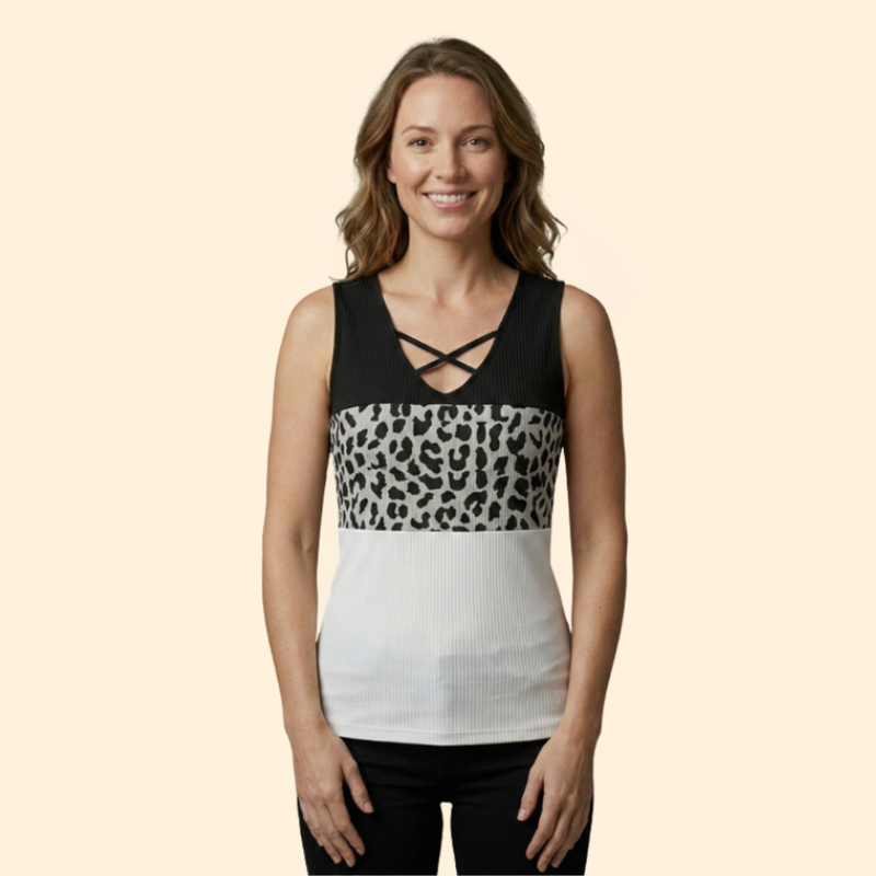 Women’s Sleeveless Top with Leopard Print