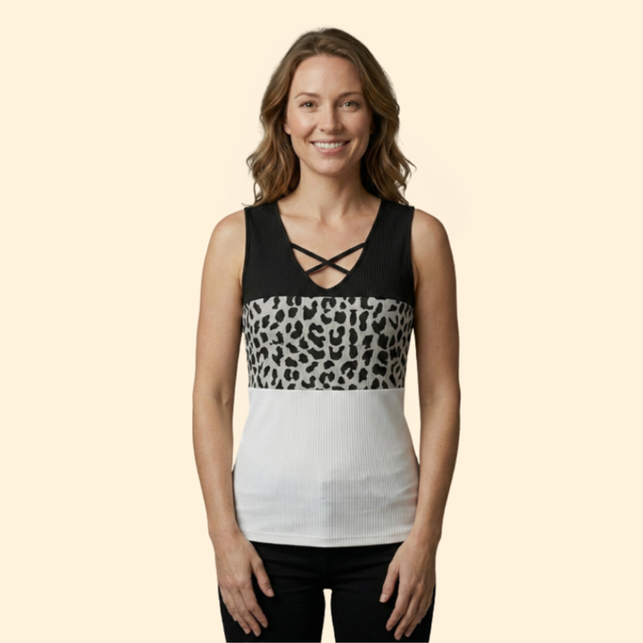 Women’s Sleeveless Top with Leopard Print