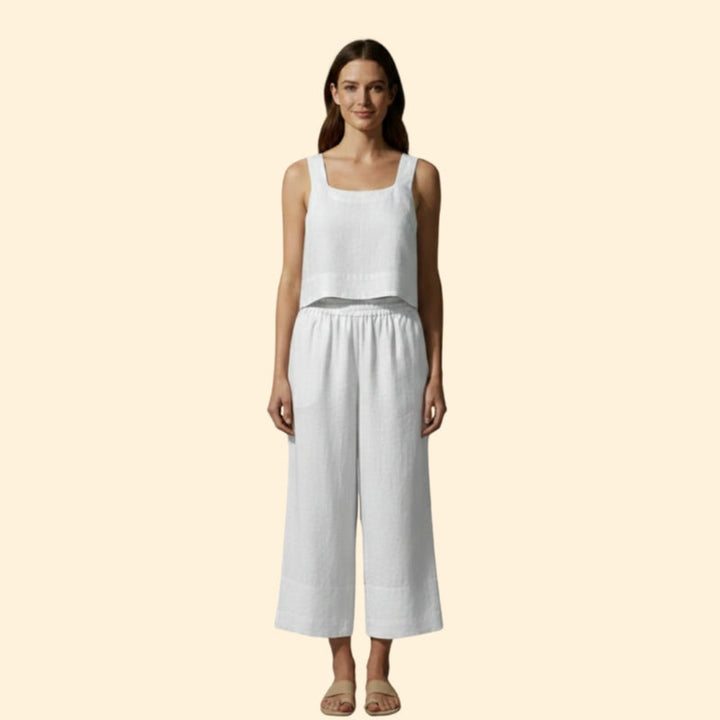 Women’s Linen Set with Wide-Leg Pants