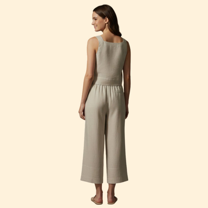 Women’s Linen Set with Wide-Leg Pants