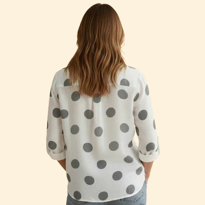 Women's Long-Sleeve Vintage Blouse with Button Detail