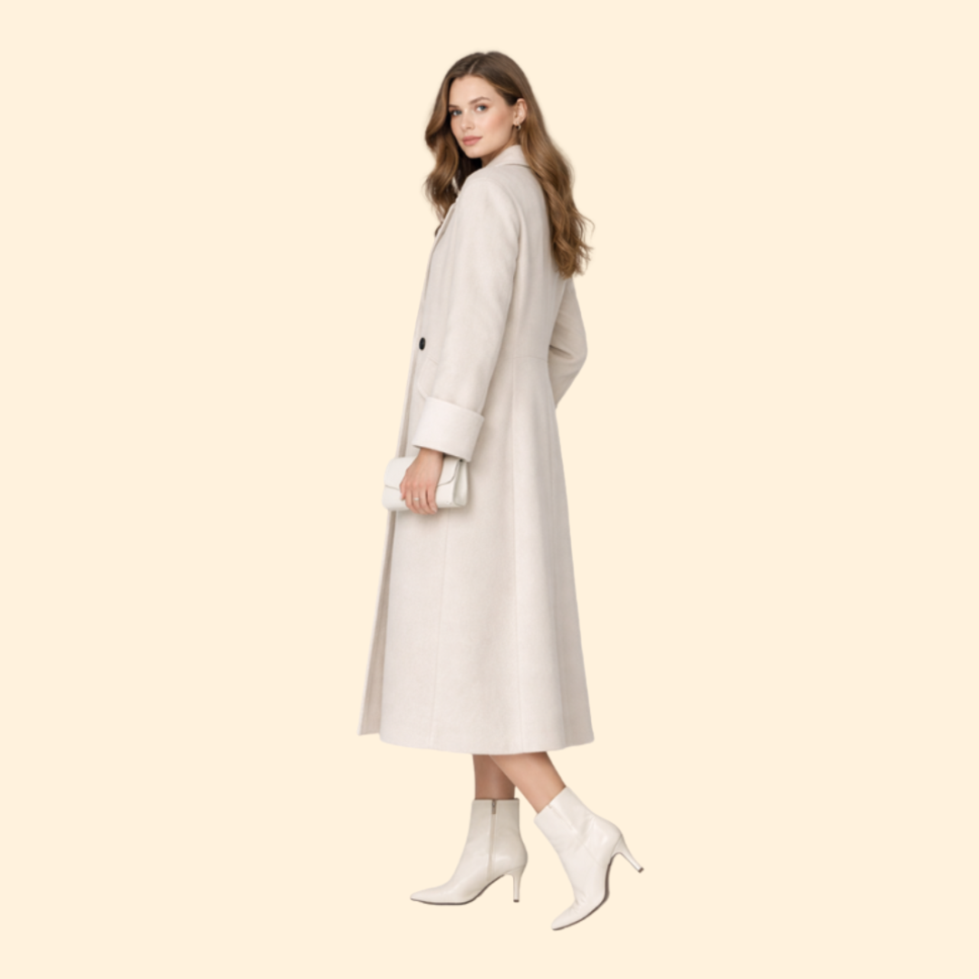 Women’s Long Coat with Notched Collar