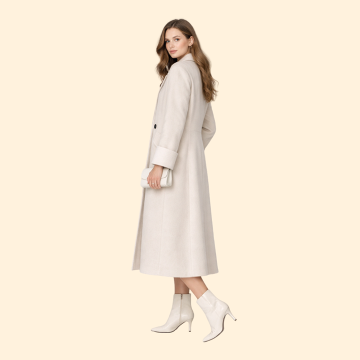 Women’s Long Coat with Notched Collar