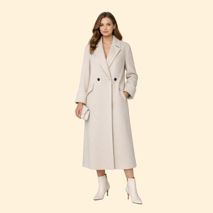 Women’s Long Coat with Notched Collar