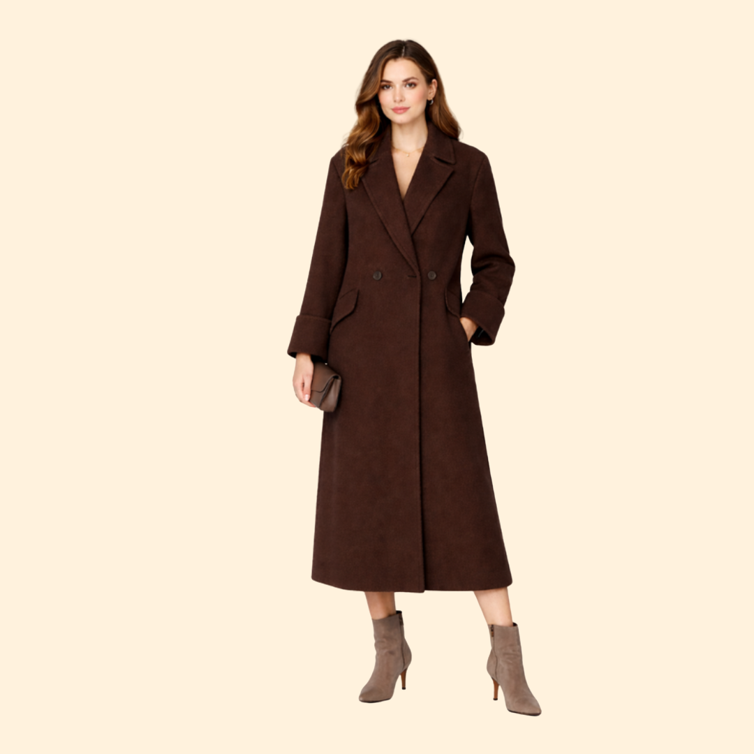 Women’s Long Coat with Notched Collar