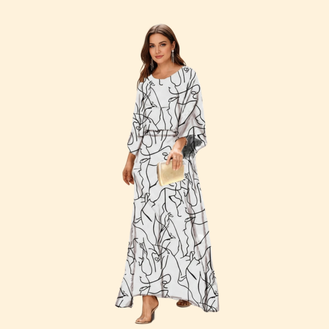 Women’s Long Dress with Belted Waist