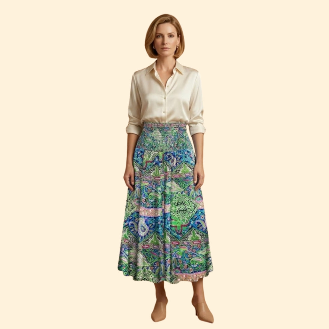 Women’s Long Floral Skirt with High Waist